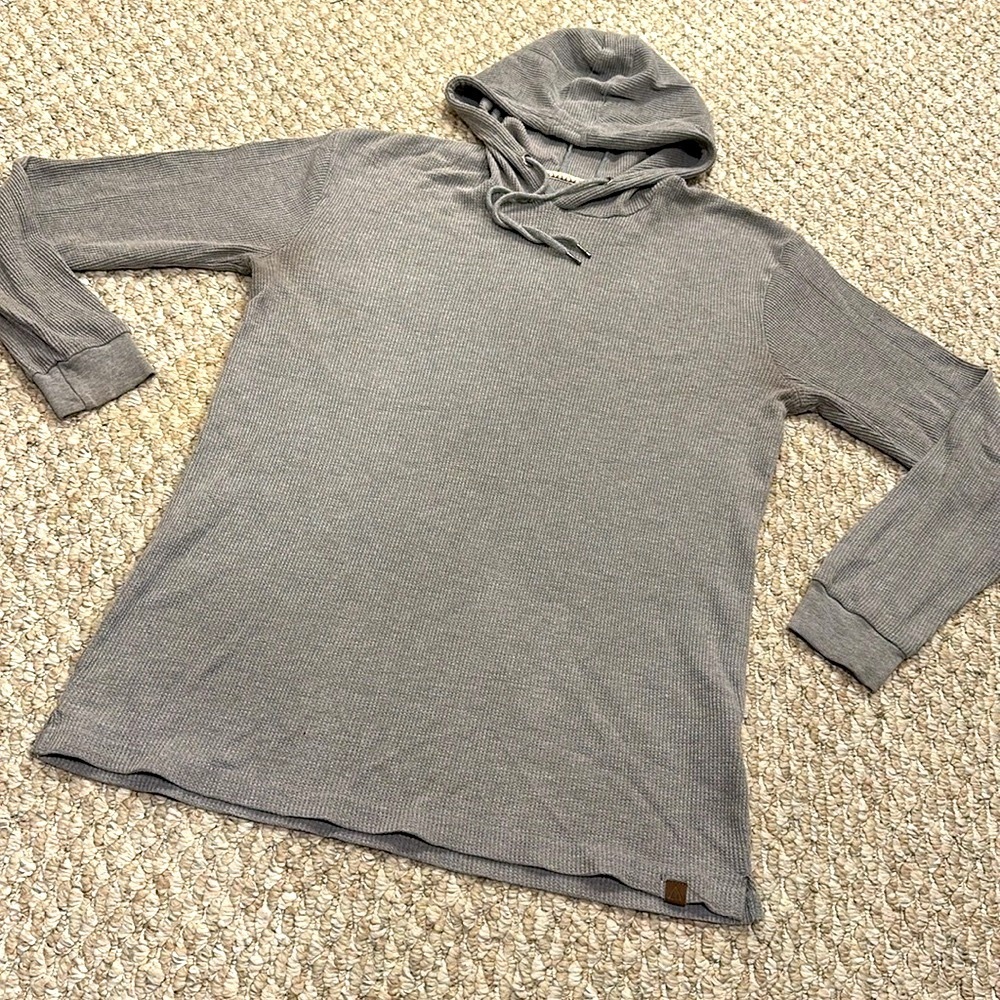 Vintage PARK Men’s or ladies long sleeve waffle  knit pullover, hoodie gray Med